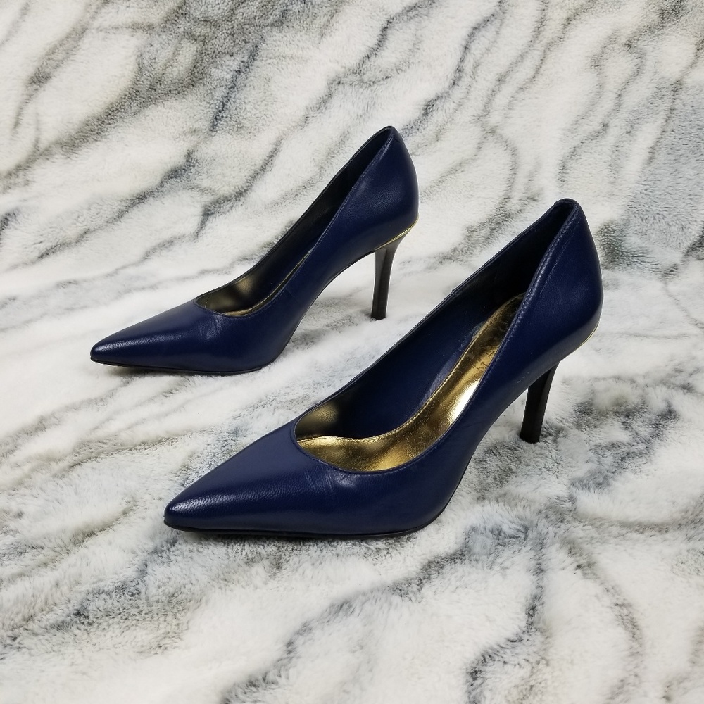 Ralph Lauren Blue Pumps wood heel 3" size 5.5B